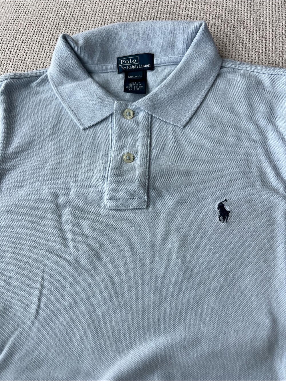 Polo by Ralph Lauren Light Blue Cotton Pique Polo with Navy Pony